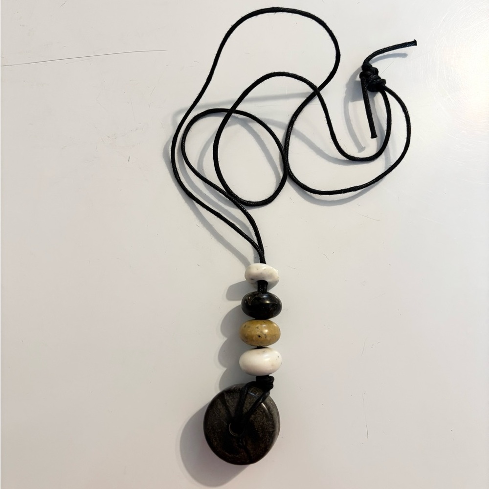 3 for $20 Artisan Natural Stone Donut Pendant Necklace - 18" Boho Cord